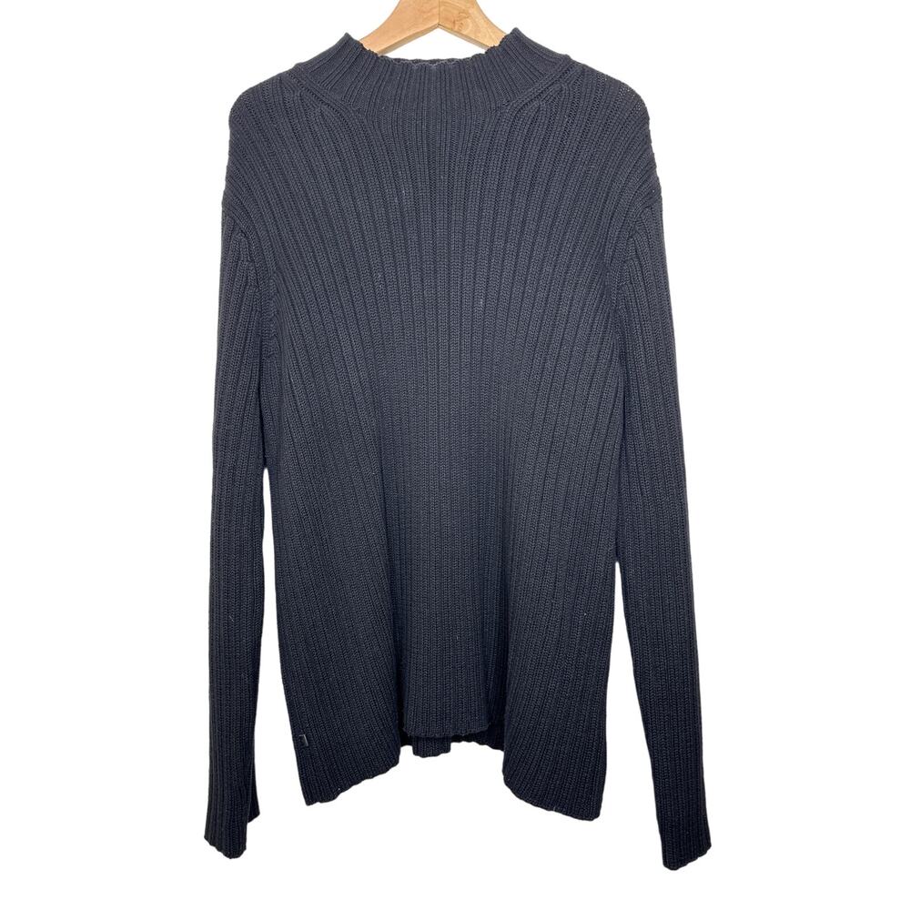 Lauren Ralph Lauren Women Large Black Mock Neck Sweater Academia Preppy Goth